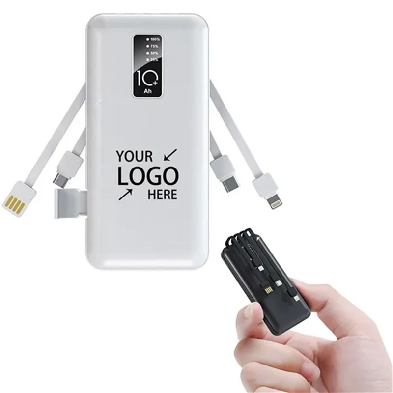 10000mAh Charger Power Bank Built in 4 Charging Cables