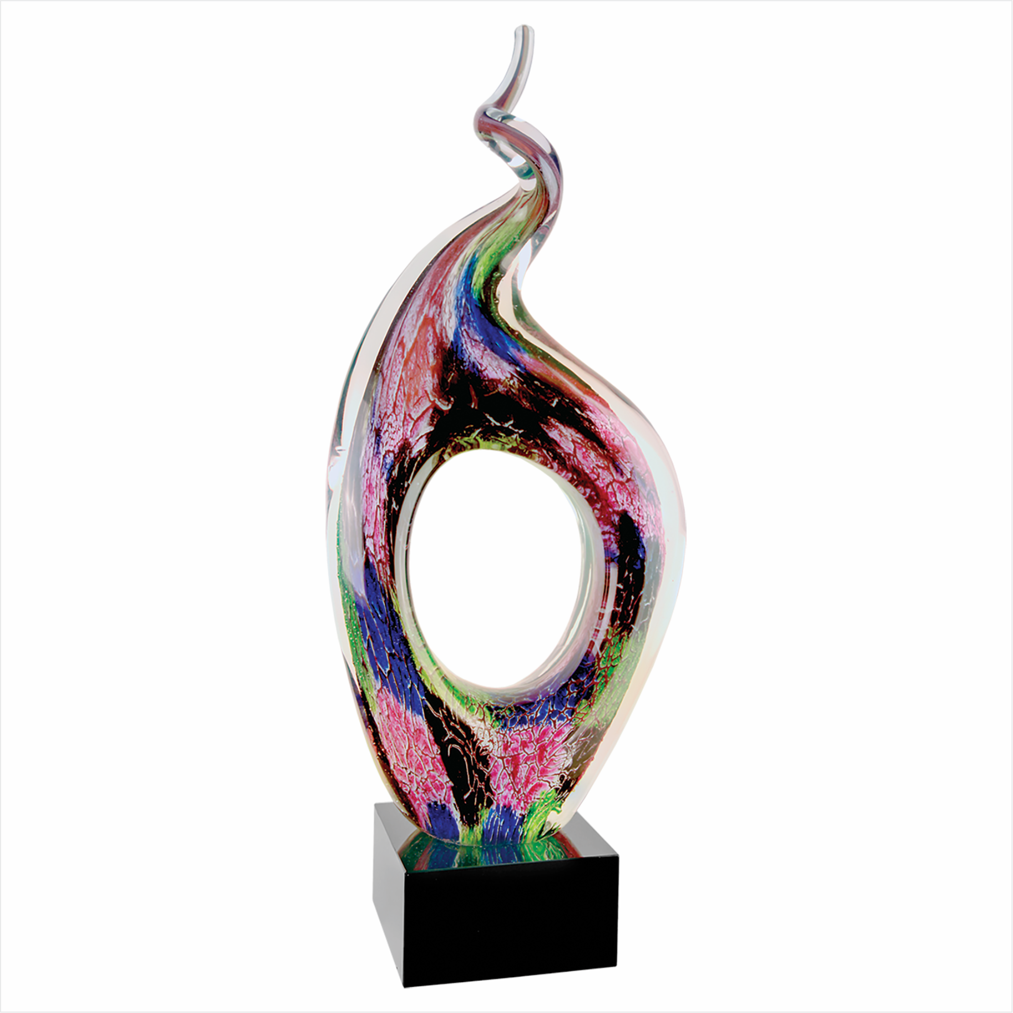 13 1/2" Twist Top Art Glass w/Square Black Base 4