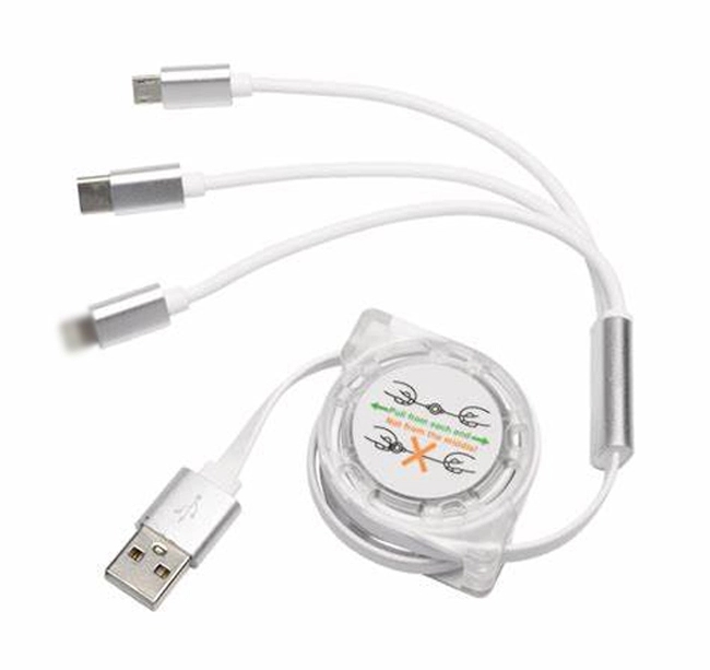 Promotional 3 in 1 Reel Charging Cable 2