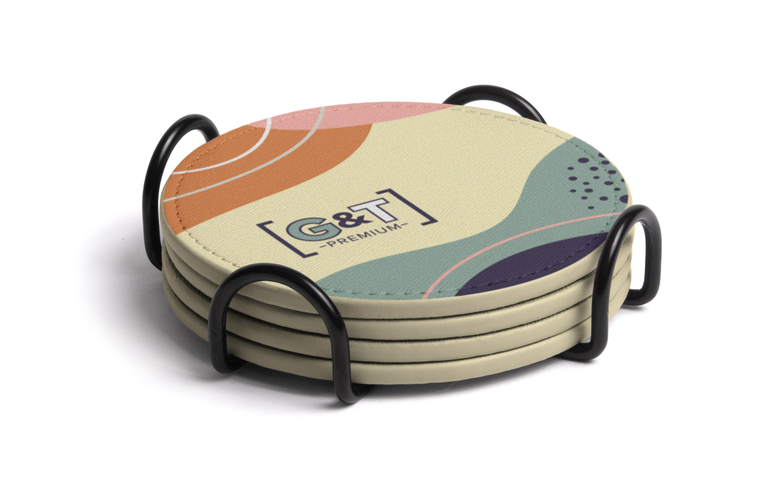 LVL Vegan Leather Coaster Set with Holder