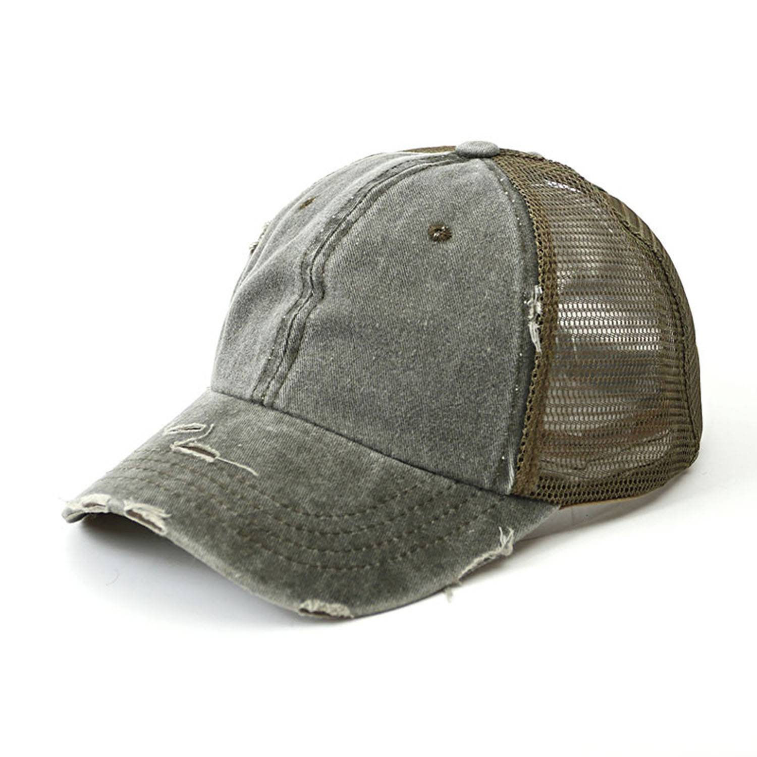 Women Cotton Ponytail Mesh Baseball Cap 7