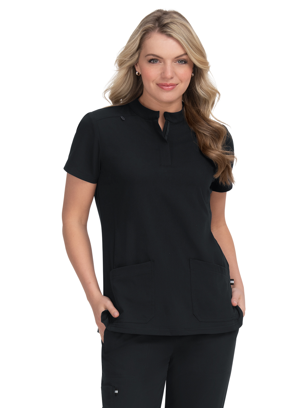 koi - Next Gen - Women's Four-Pocket Zipper-Neck Mandarin Collar Driven Top 17