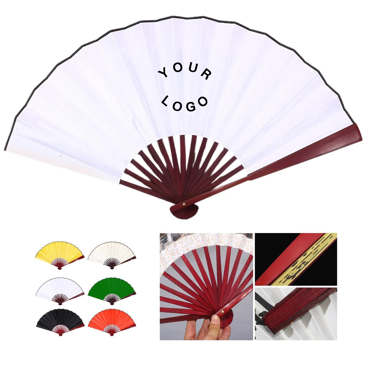 Portable Folding Fan with Bamboo Frame 2