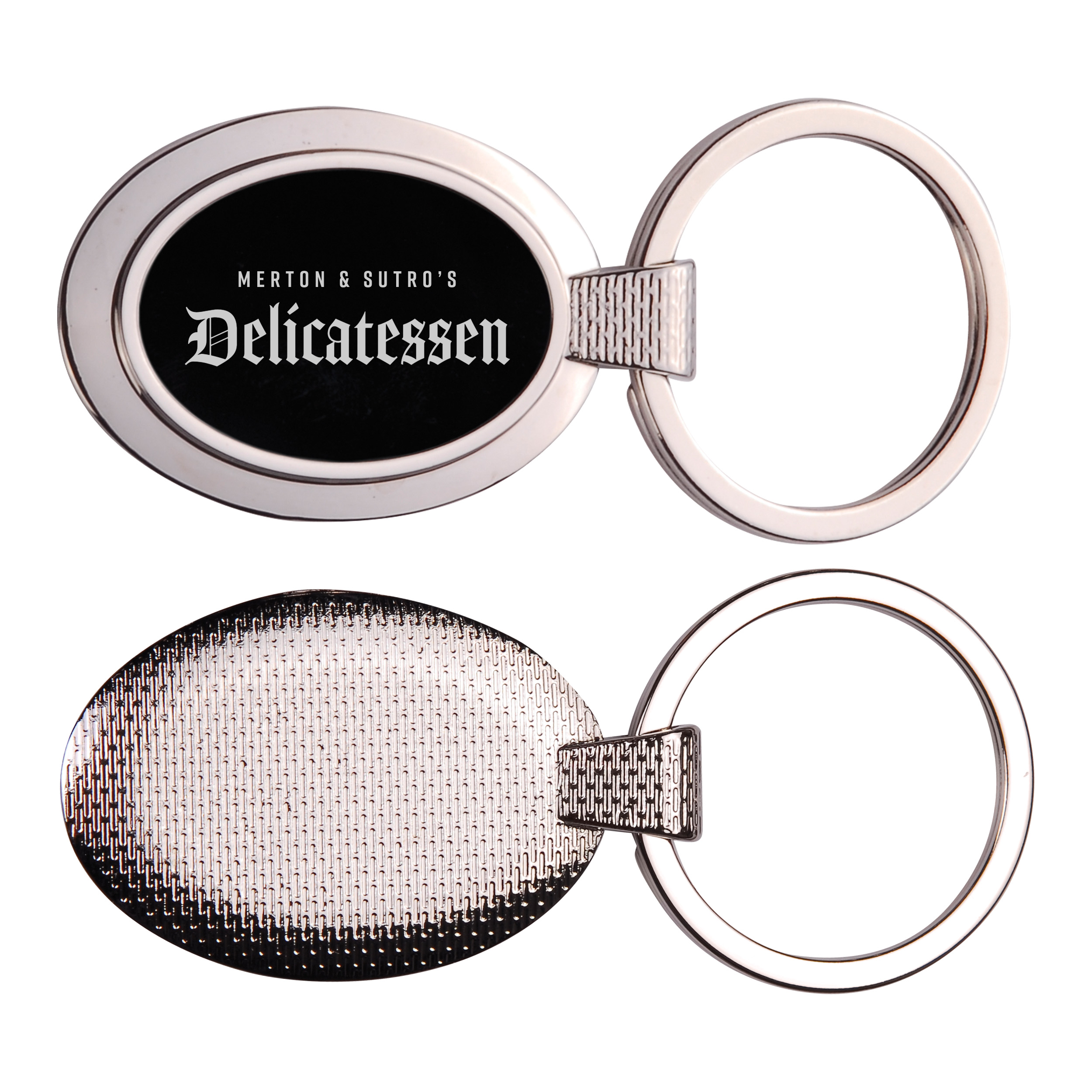 Oval Shaped Metal Key Chain with Reflective Finish 2
