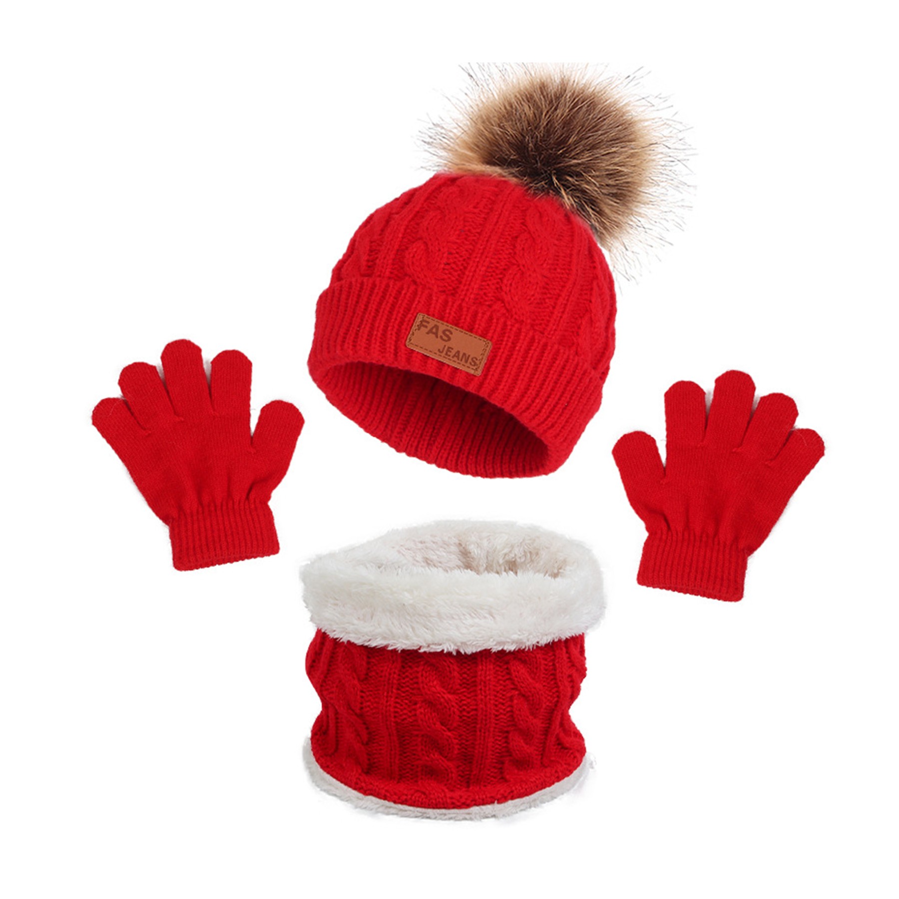 Winter Beanie Hat Scarf Gloves Set 5
