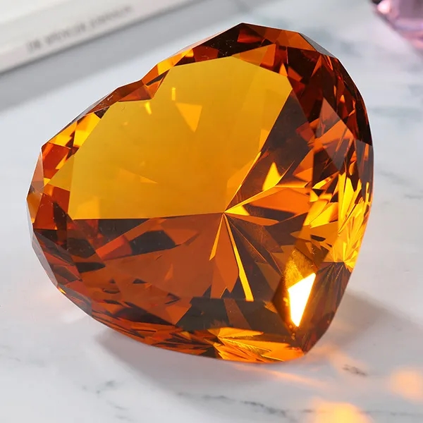 Engraved Crystal Heart Diamond Paperweight 8