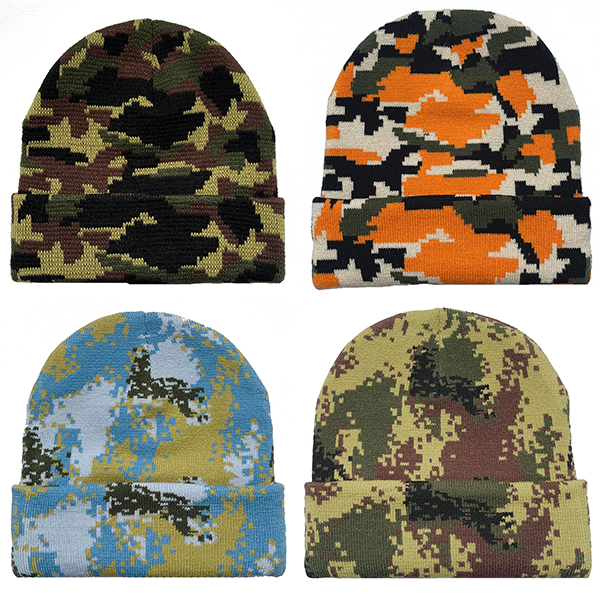 Camo Pattern Cuffed Beanie with Custom Logo - 100% Acrylic 2
