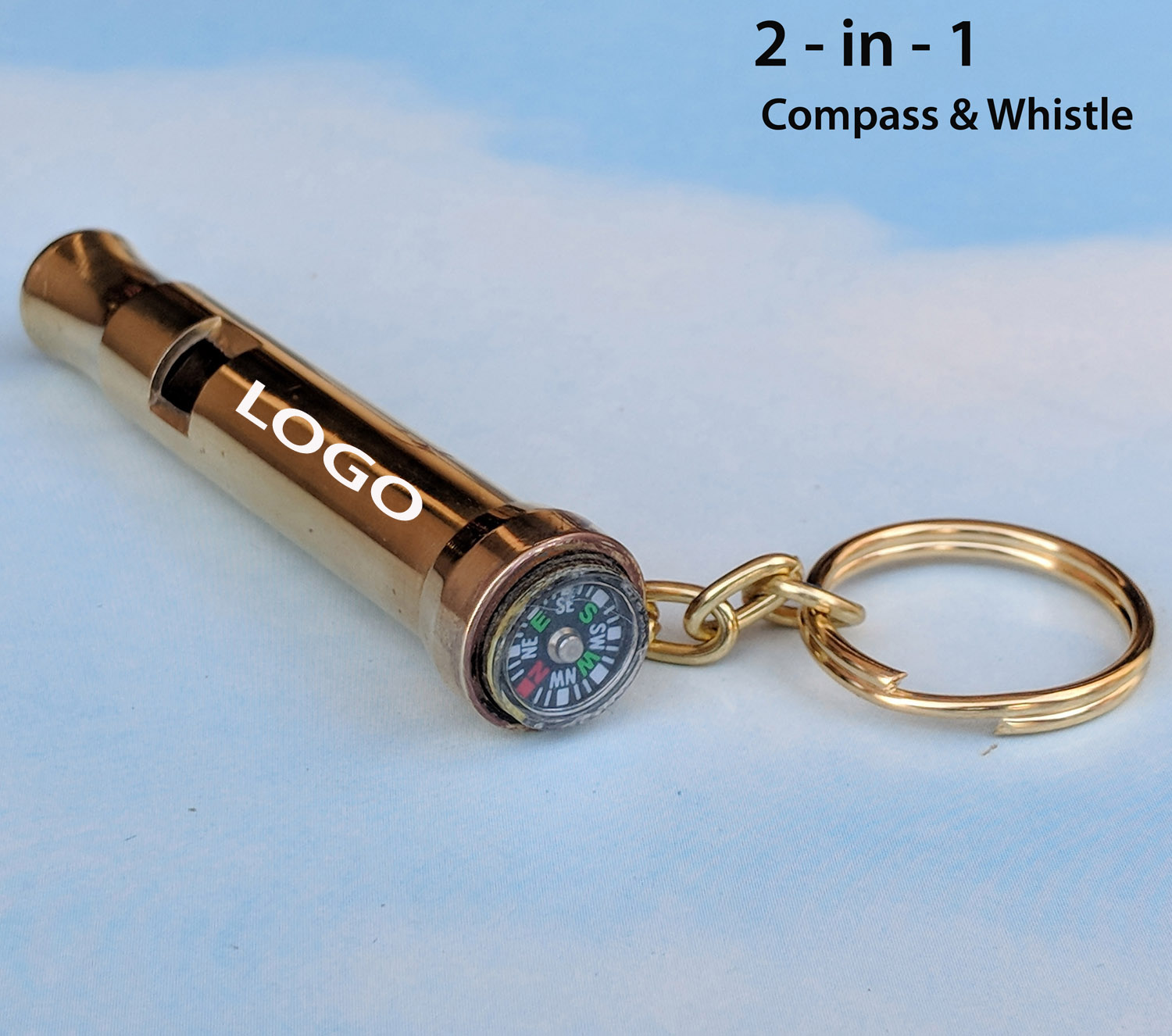 2 in 1 Brass Whistle and CompassKeychain Made in Taiwan 3