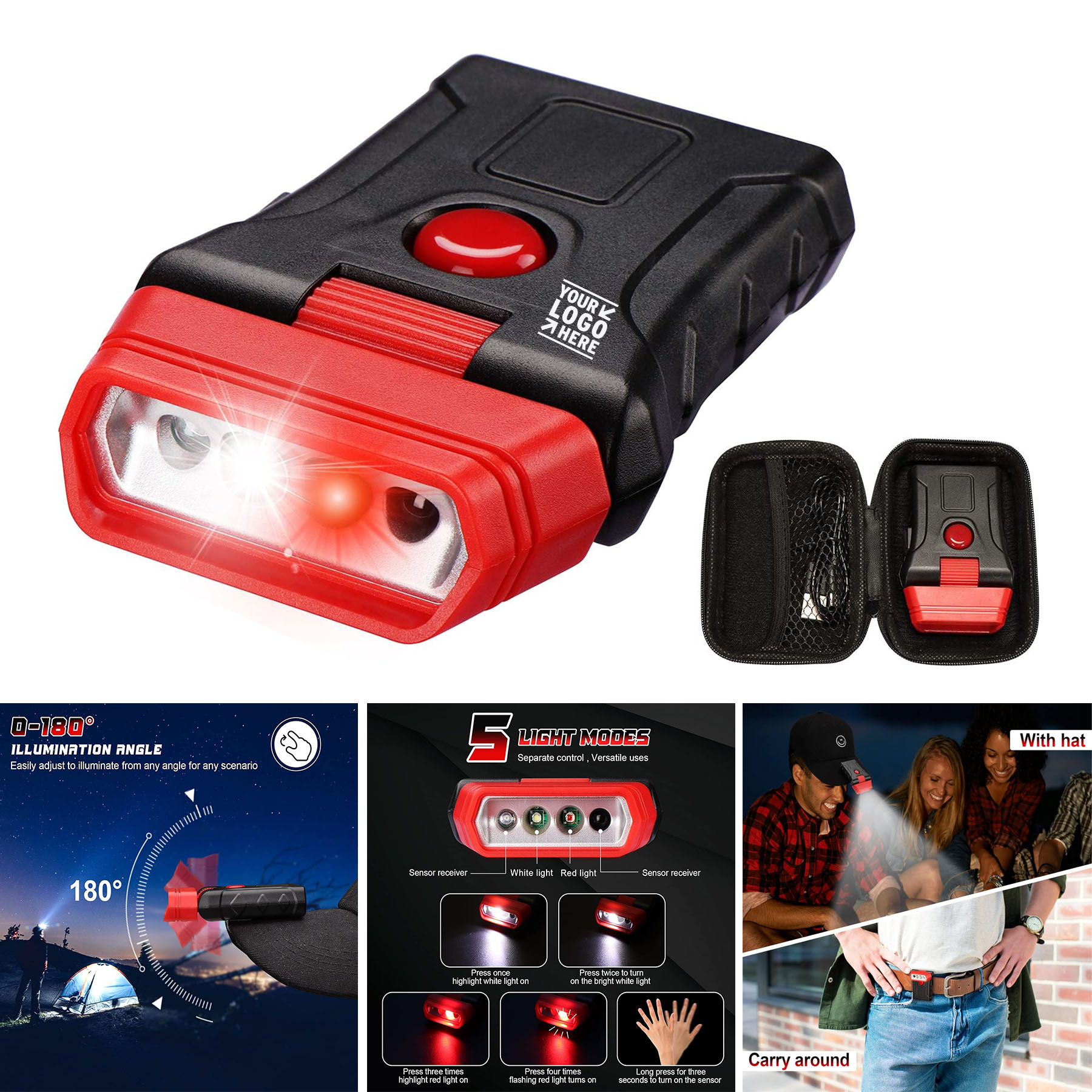 Rechargeable Metal Clip Cap LED Motion Sensor Rainproof 180 Degree Adjustable Hat Light 2
