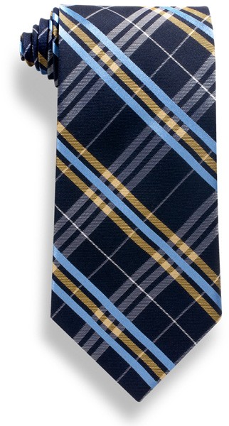 Closeout - Navy Blue Plaid Silk Tie 2