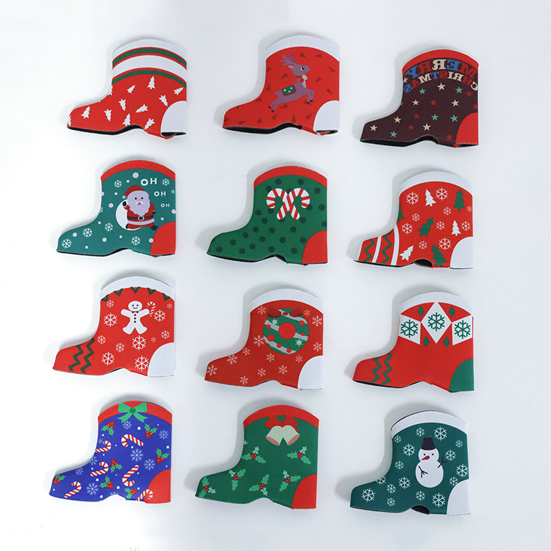 Neoprene Christmas Boot Cup Sleeves, custom koozie with logo imprint 4