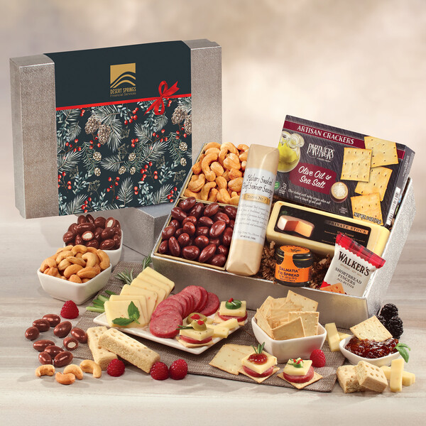 Shelf Stable Snacking Smorgasbord with Pine Boughs & Berries Sleeve