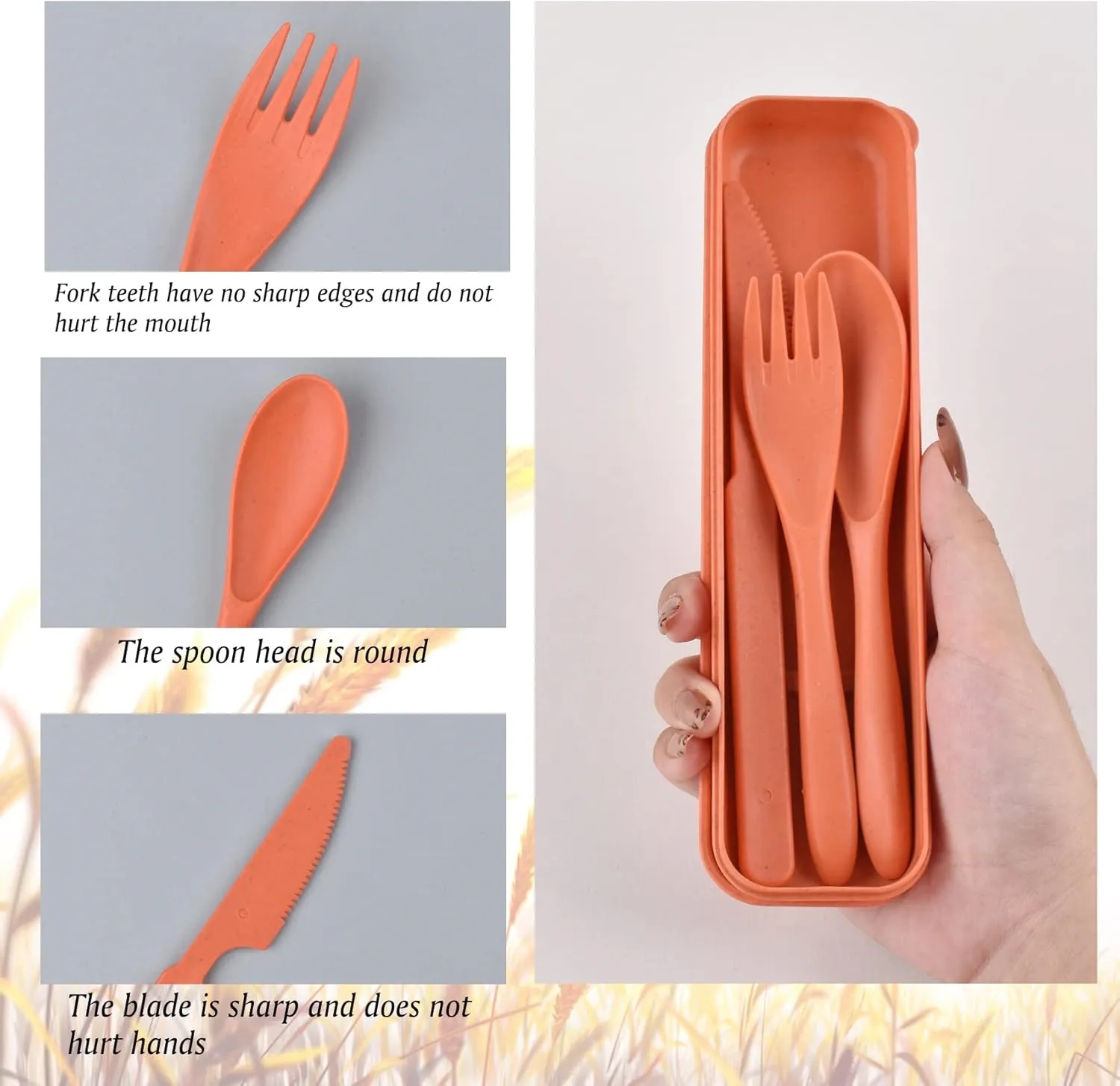 Travel Cutlery Set with Case,Plastic Forks Spoon Tableware. 5