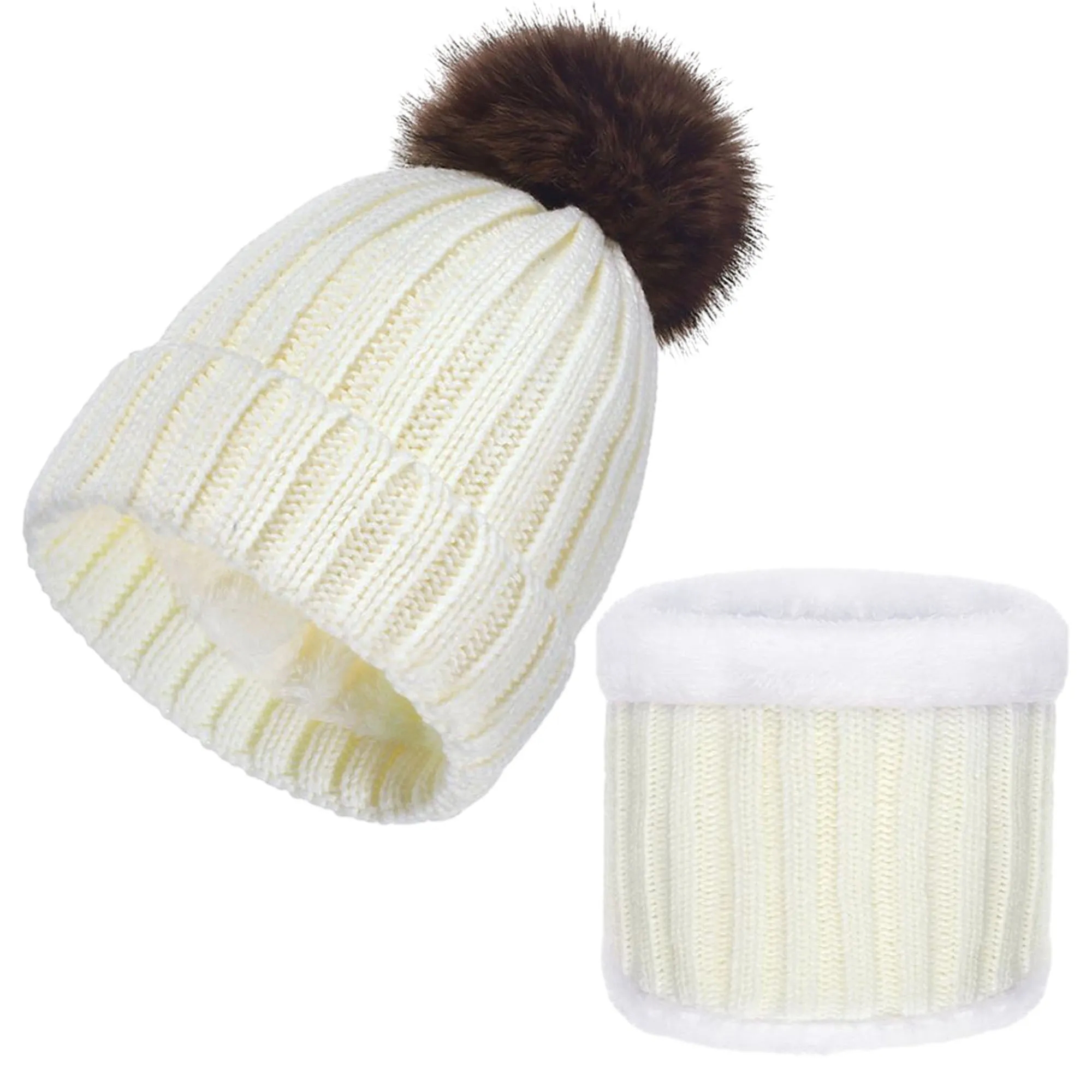 Thickened Hairball Hats and Scarves MOQ 100 5