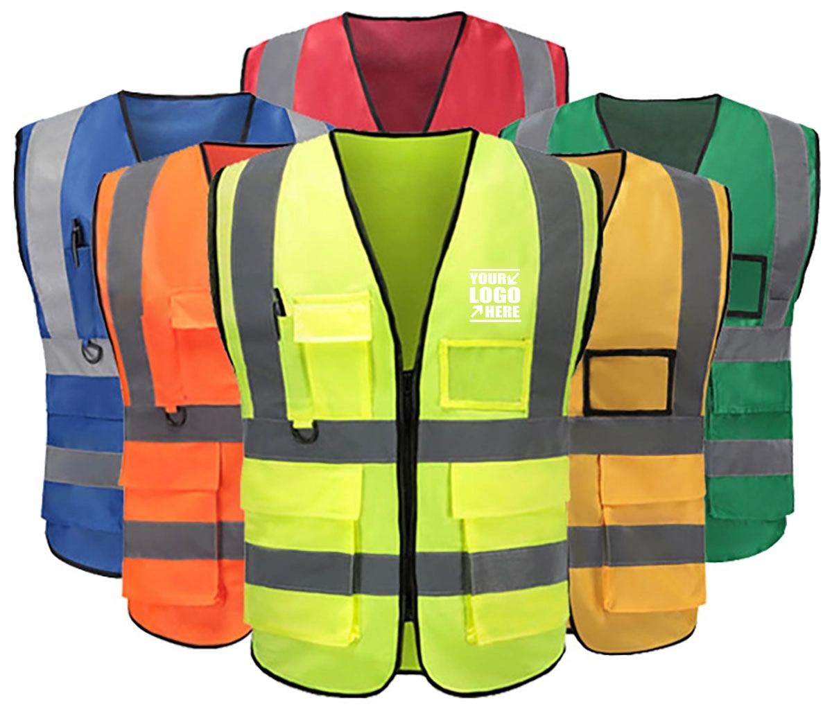 Multiple Pockets Safety Vest With Reflective Strips 2