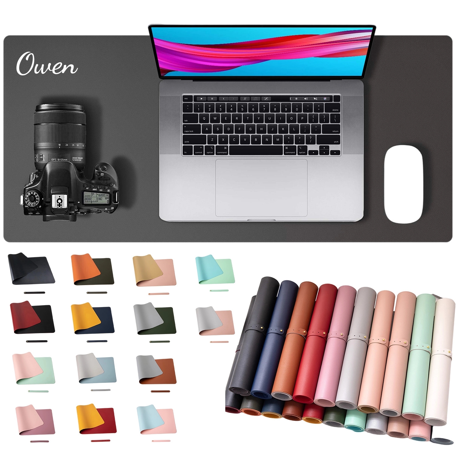PU Leather Mouse Pad, custom desk accessory with logo imprint 2