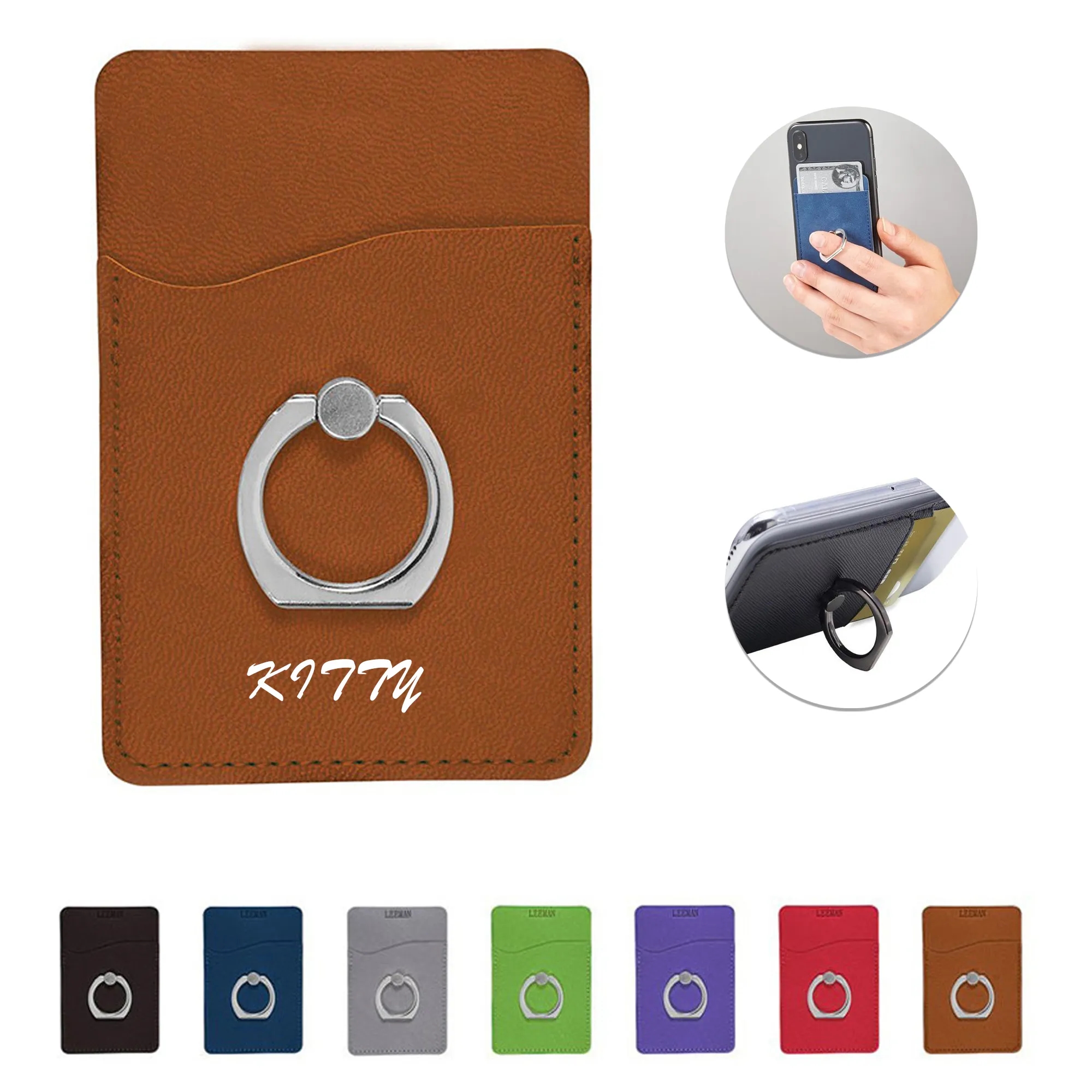 Leatherette Phone Wallets With Ring