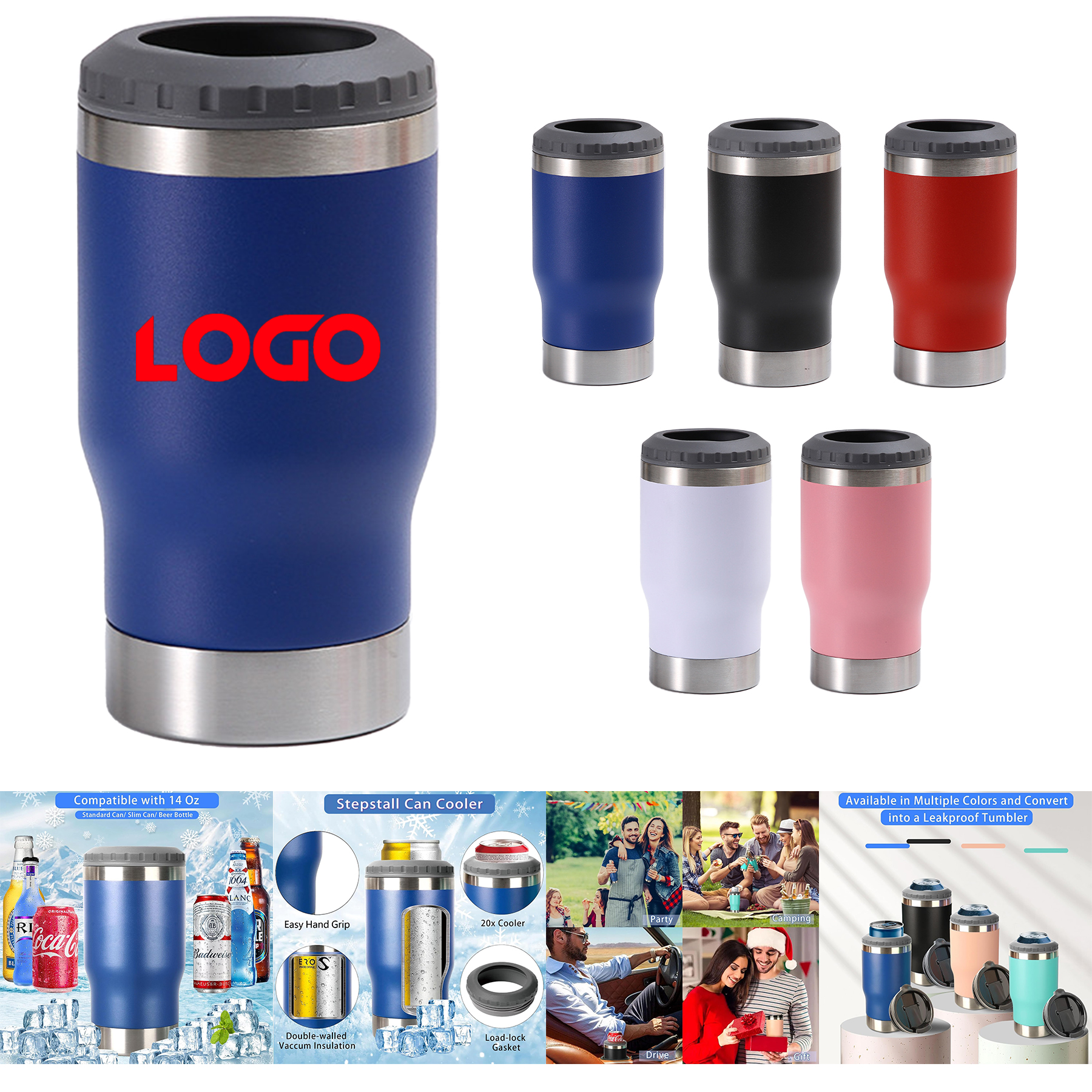 4-in-1 Beer Bottle and Can Cooler, custom koozie with logo imprint 2