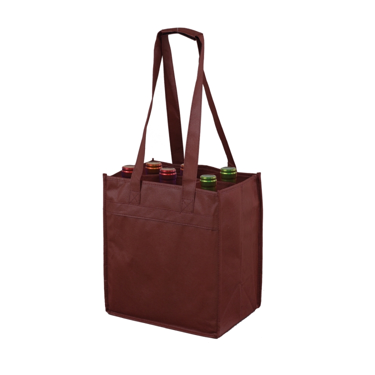 10"W x 11"H x 7"Gusset - "THE SONOMA" 6 Bottle Wine Tote Bag 10