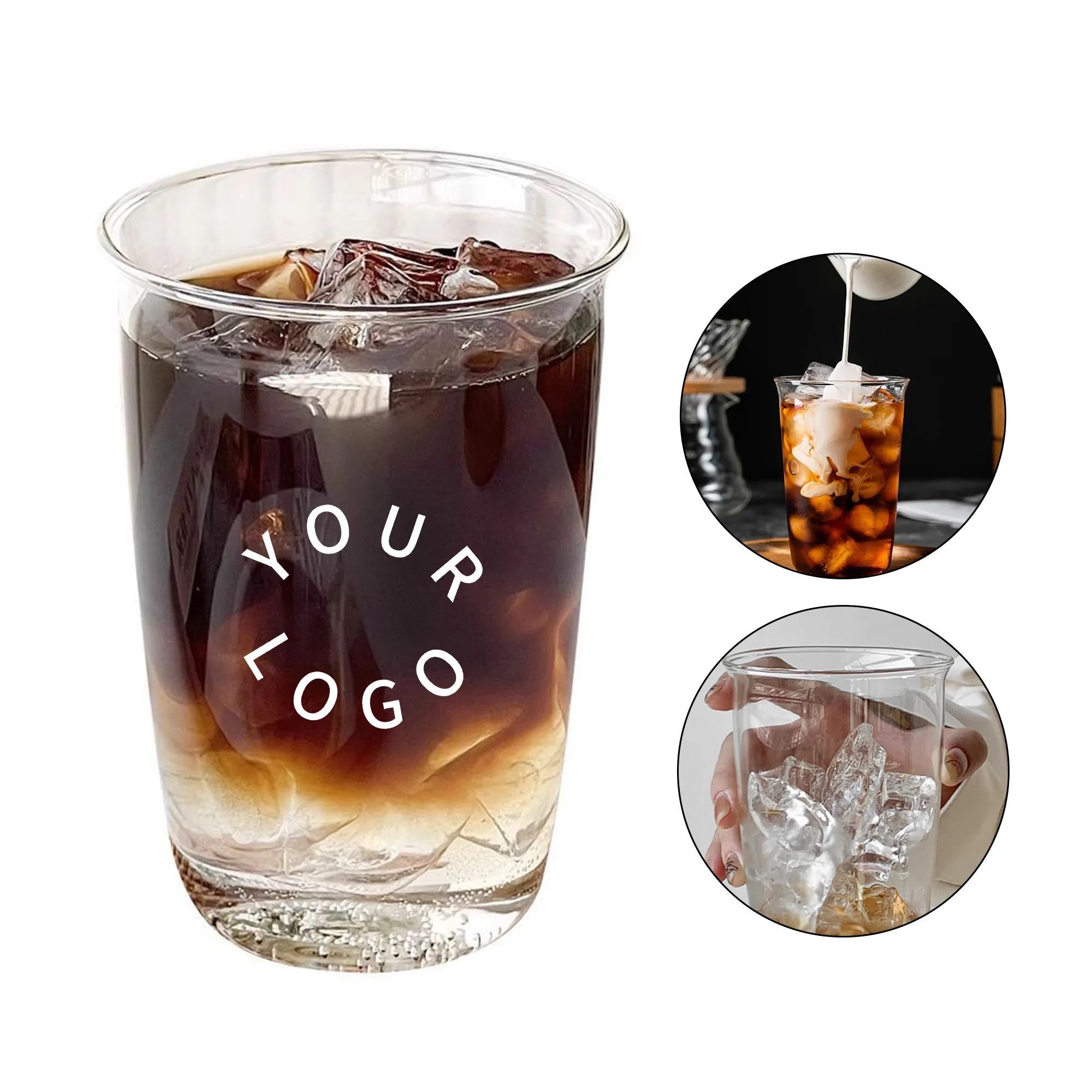 14oz Clear Glass Tumbler for Cold Beverages 3