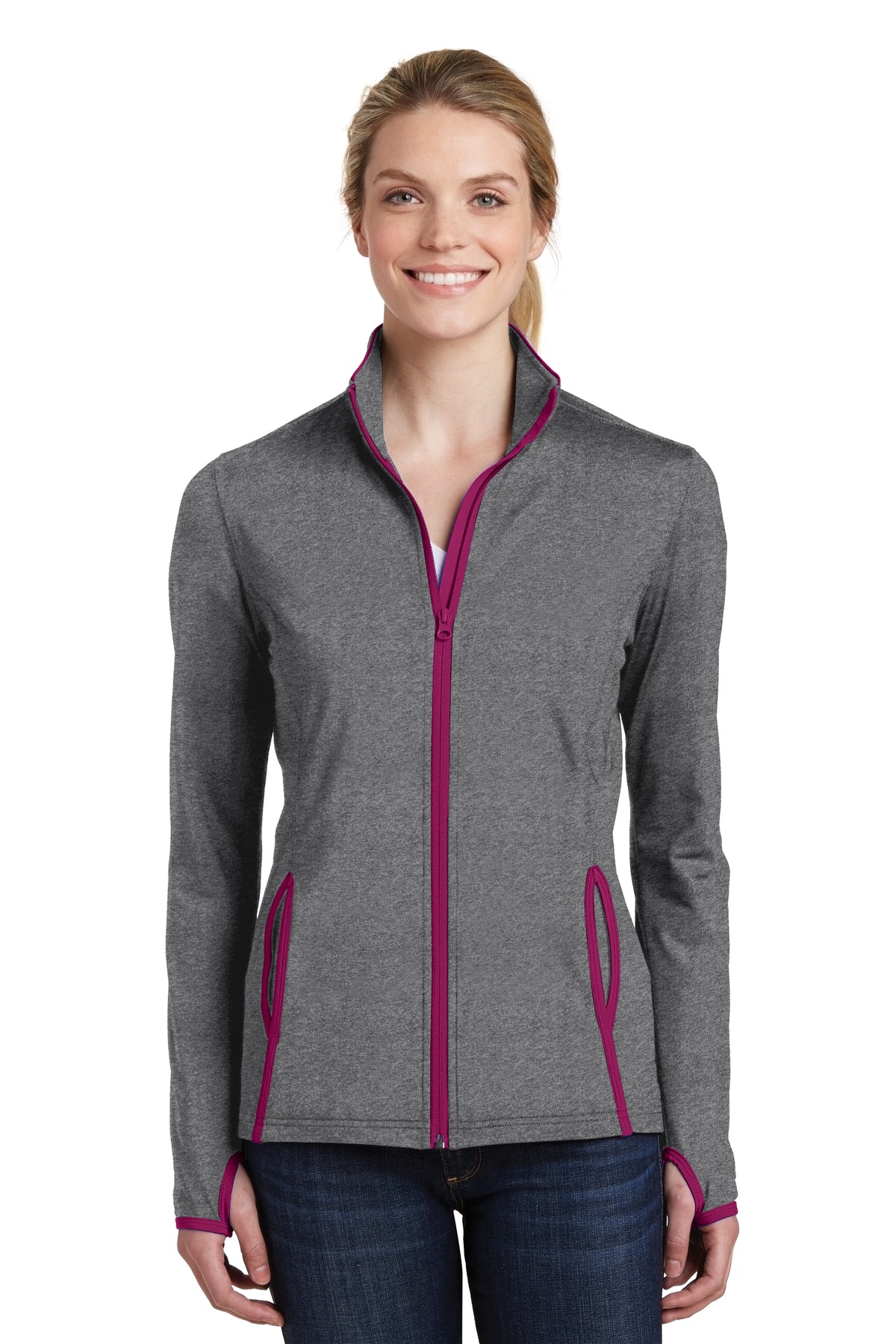 Sport-Tek Women's Sport-Wick Stretch Contrast Full-Zip Jacket. LST853 51