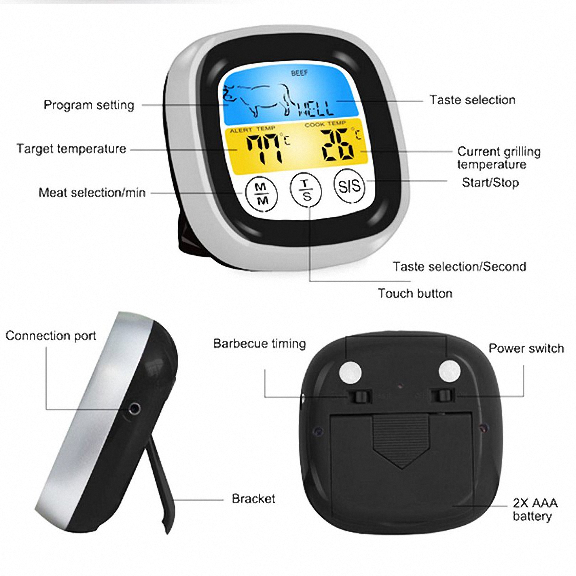 Digital Touchscreen Meat Thermometer for Cooking and Grilling 3