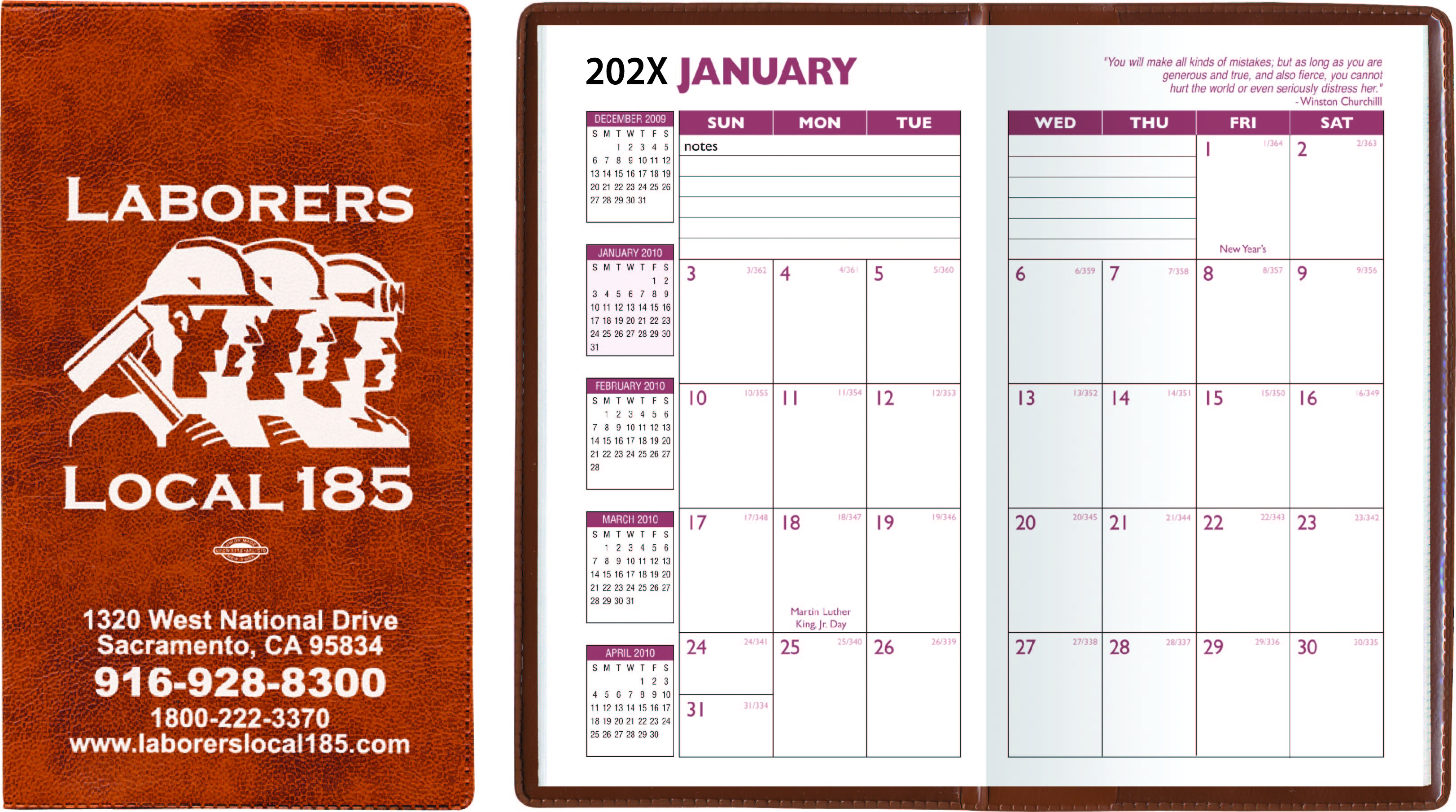 Executive Vinyl Monthly Pocket Planner 8