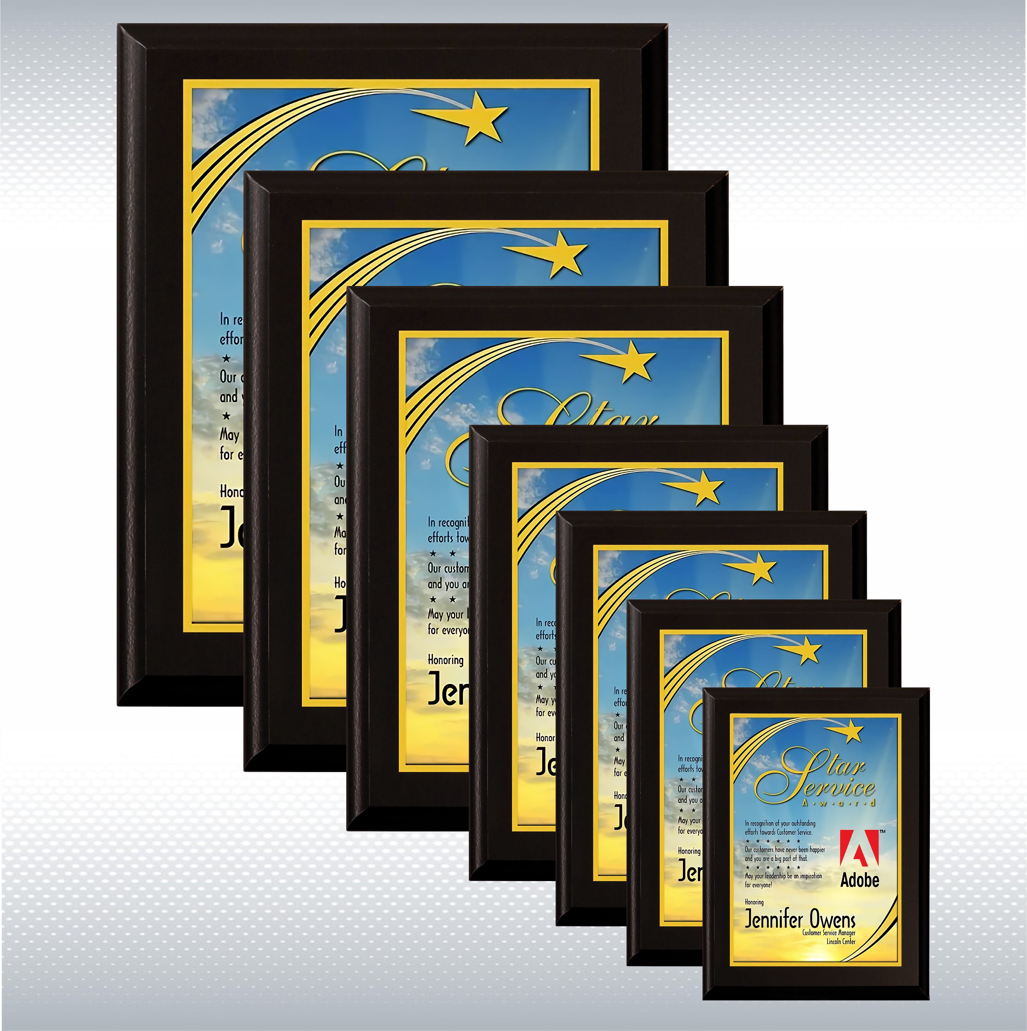 Black Matte Finish Wood Plaque w/Full Color Sublimated Plate 12