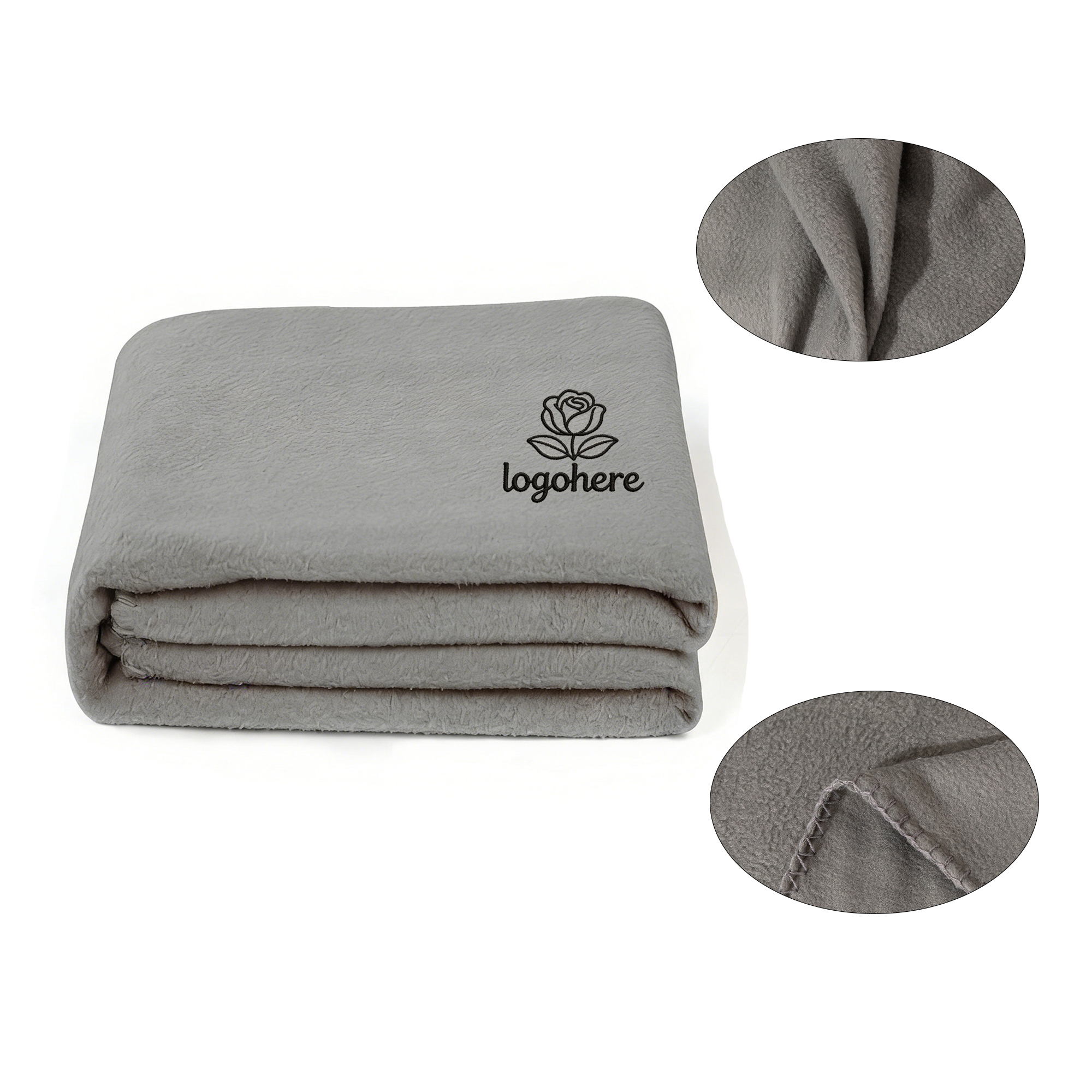 MOQ 20 Embroidery Double Sided Flannel Fleece Blanket 2