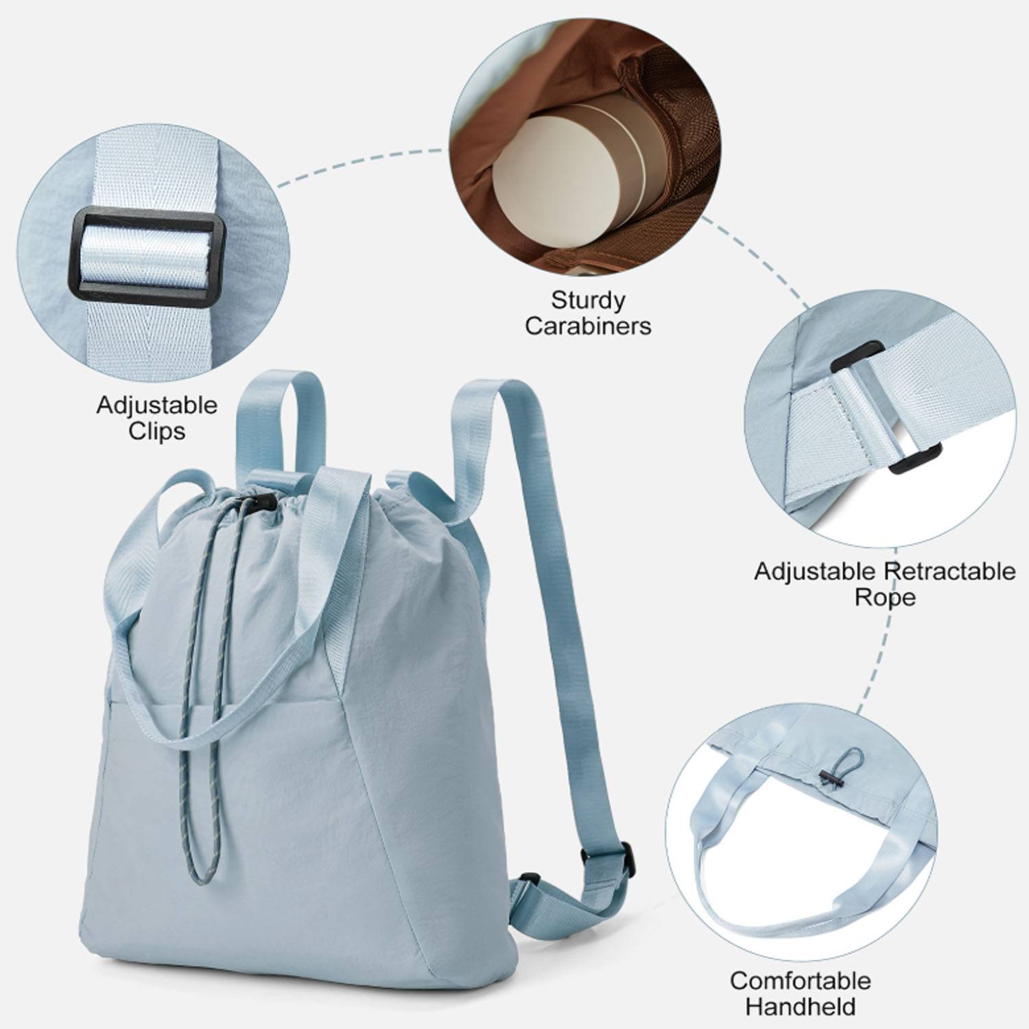 Lightweight Gym Versatile Nylon Drawstring Backpack 2