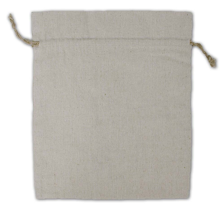 REBEL Rough 100% Natural Cotton Drawstring Bag w hemp drawstring 10x12" (LINEN TEXTURE) 3