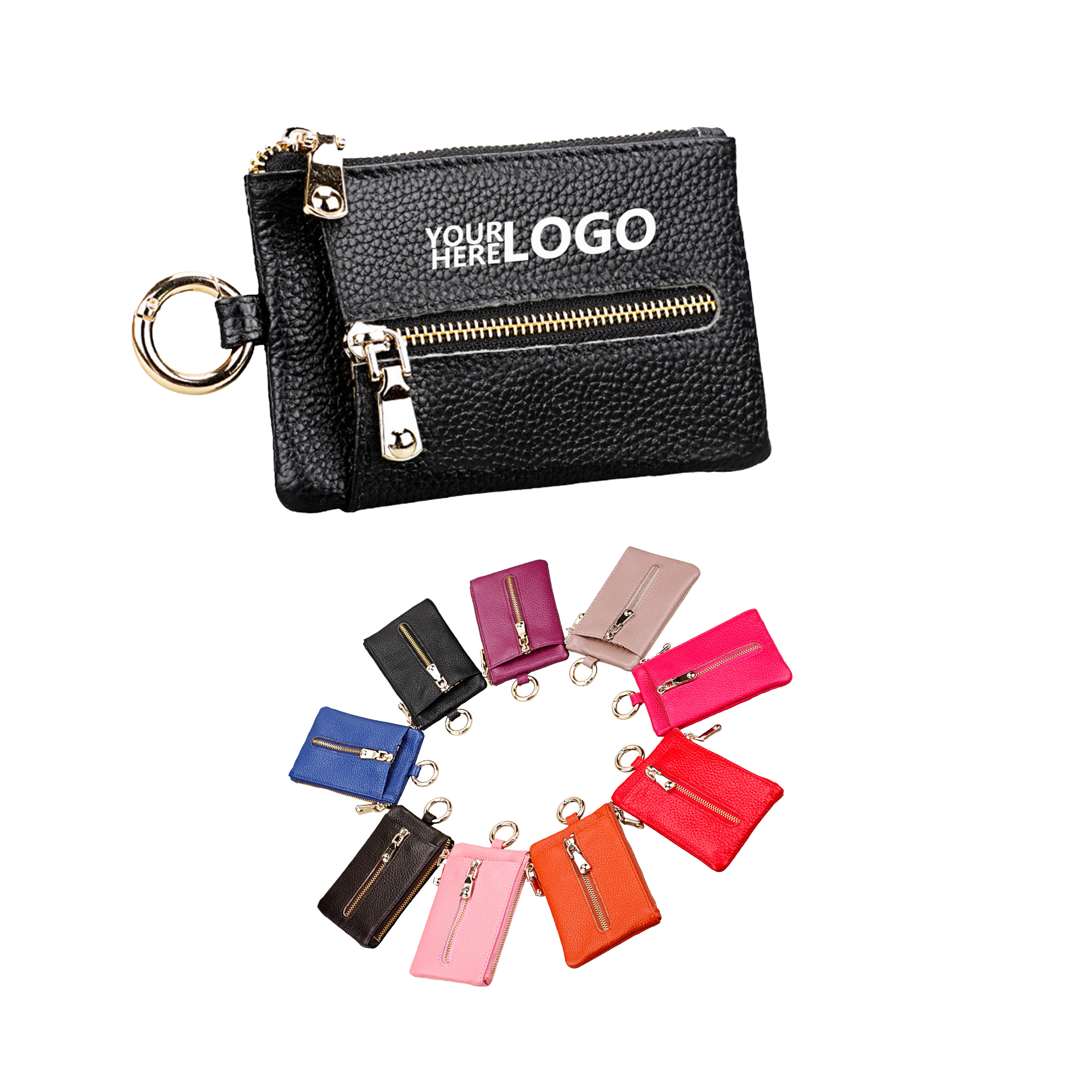 Genuine Leather Car Key Multi-Function Zipper Pouch 1