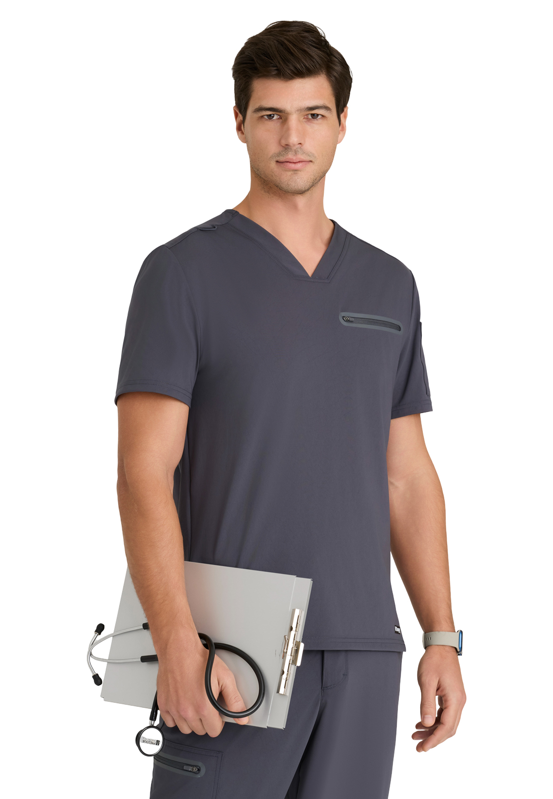 Grey's Anatomy Knit Stretch - Men's Two-Pocket V-Neck Clarity Scrub Top 8