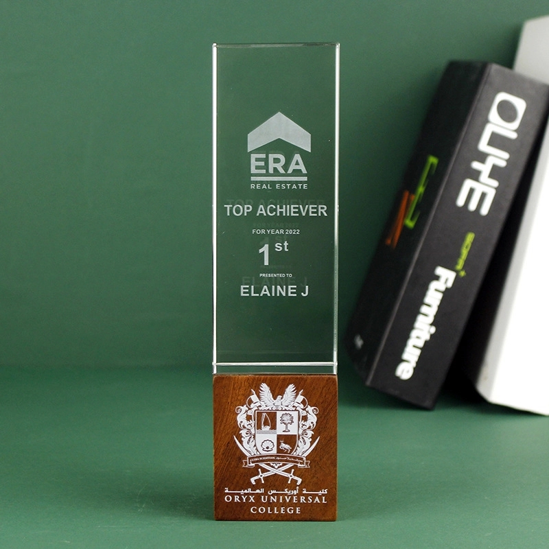 Crystal Trophy with Hardwood Base (Cuboid) 4