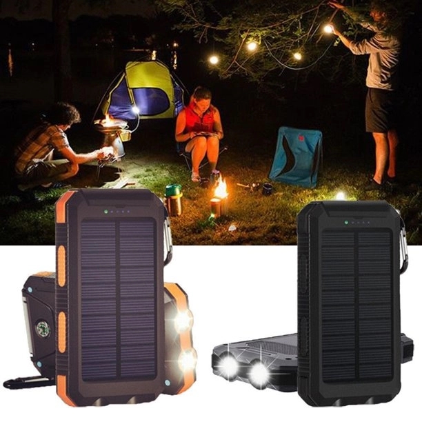 Custom Logo Printed 10000mAh Solar Charger with Carabiner 6