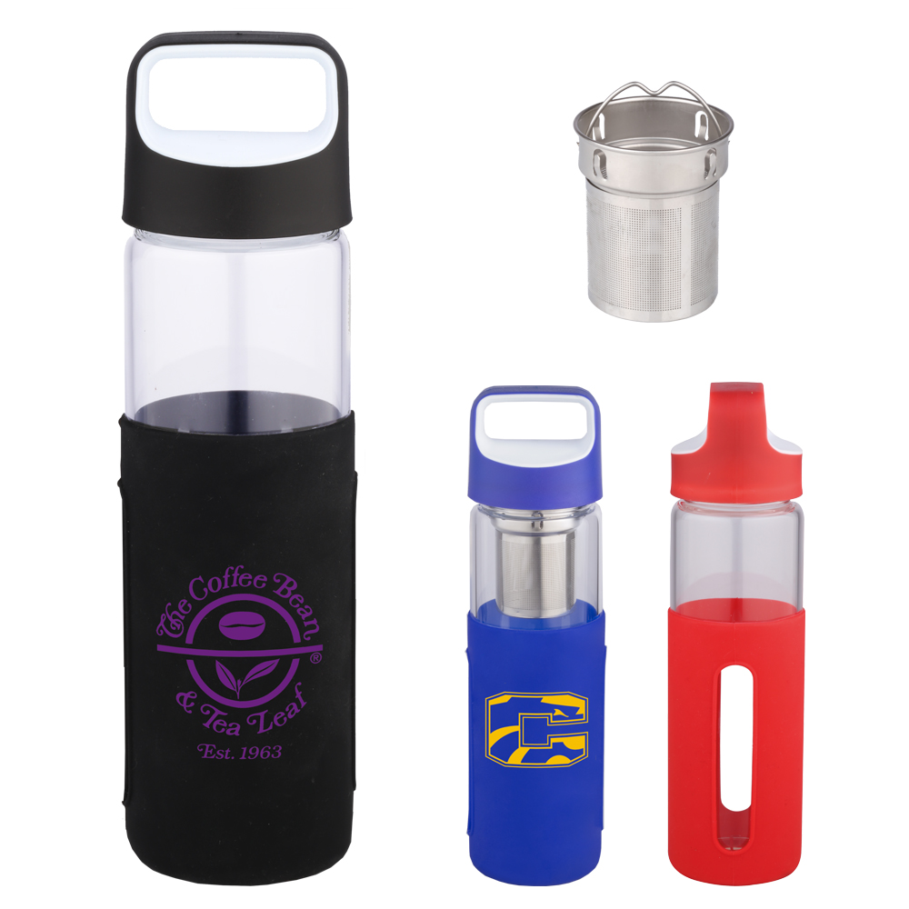 16 Oz. Chamomile Glass Bottle w/Silicone