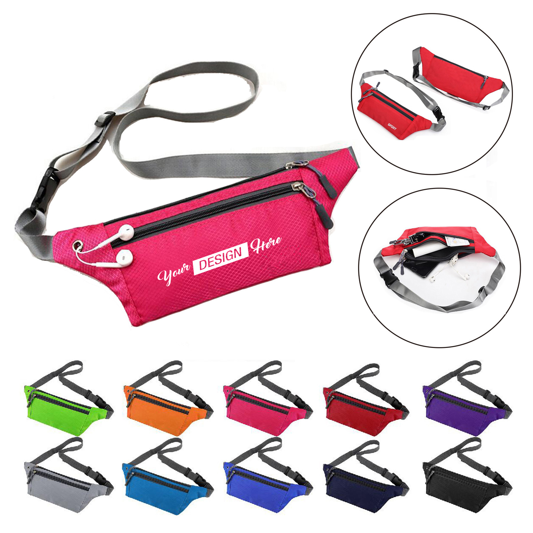 3-Zipper Waterproof Running Belt Fanny Pack 2
