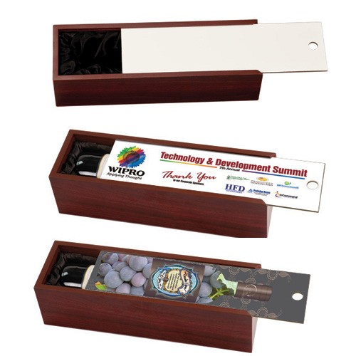 Rosewood Finish Wine Box with Full Color Sublimation Lid 1
