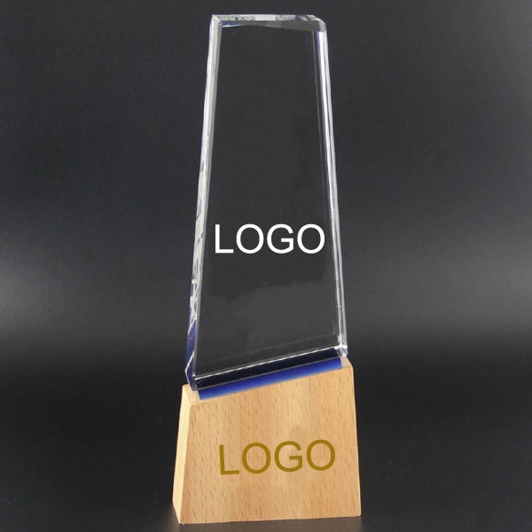 Wood Base Crystal Trophy 3