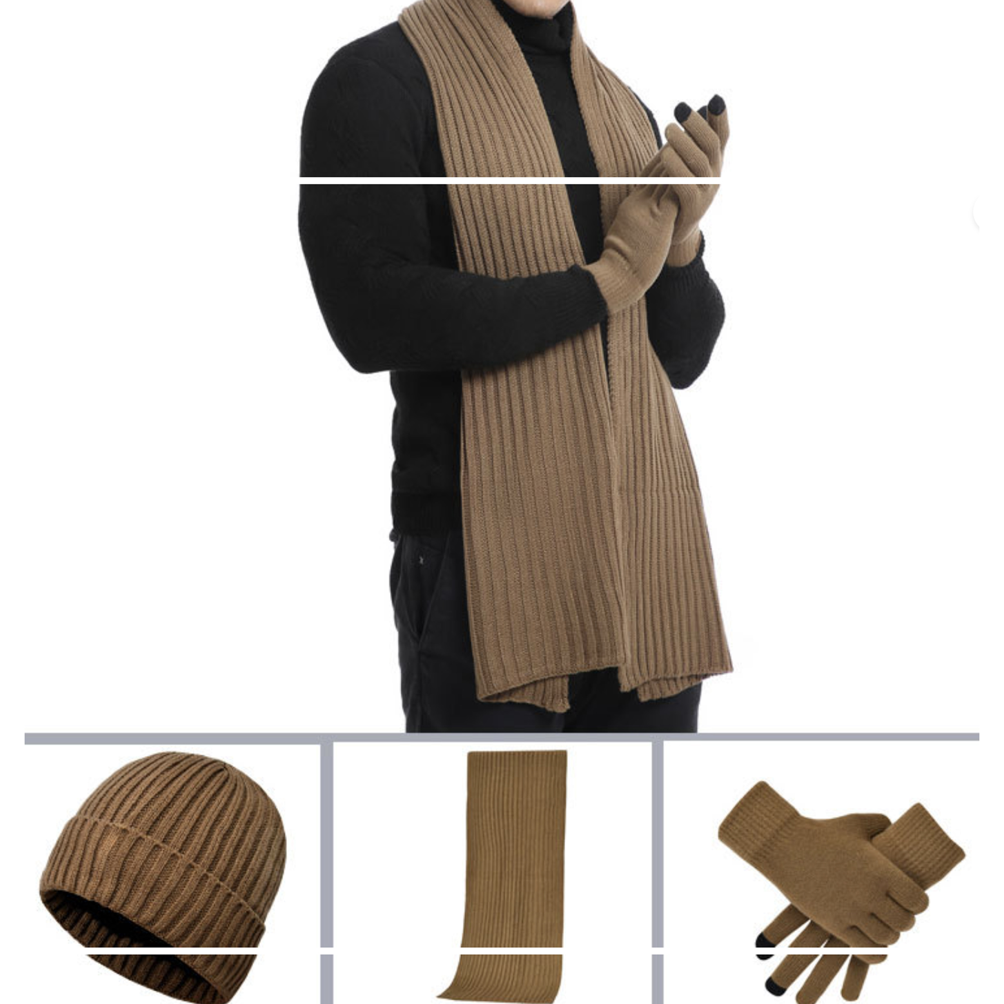 3-in-1 Gift Set: Hat, Scarf, and Touchscreen Gloves 7