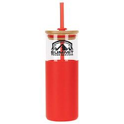 Stirling 18 oz Glass Tumbler with Silicone Sleeve & PP Straw 50
