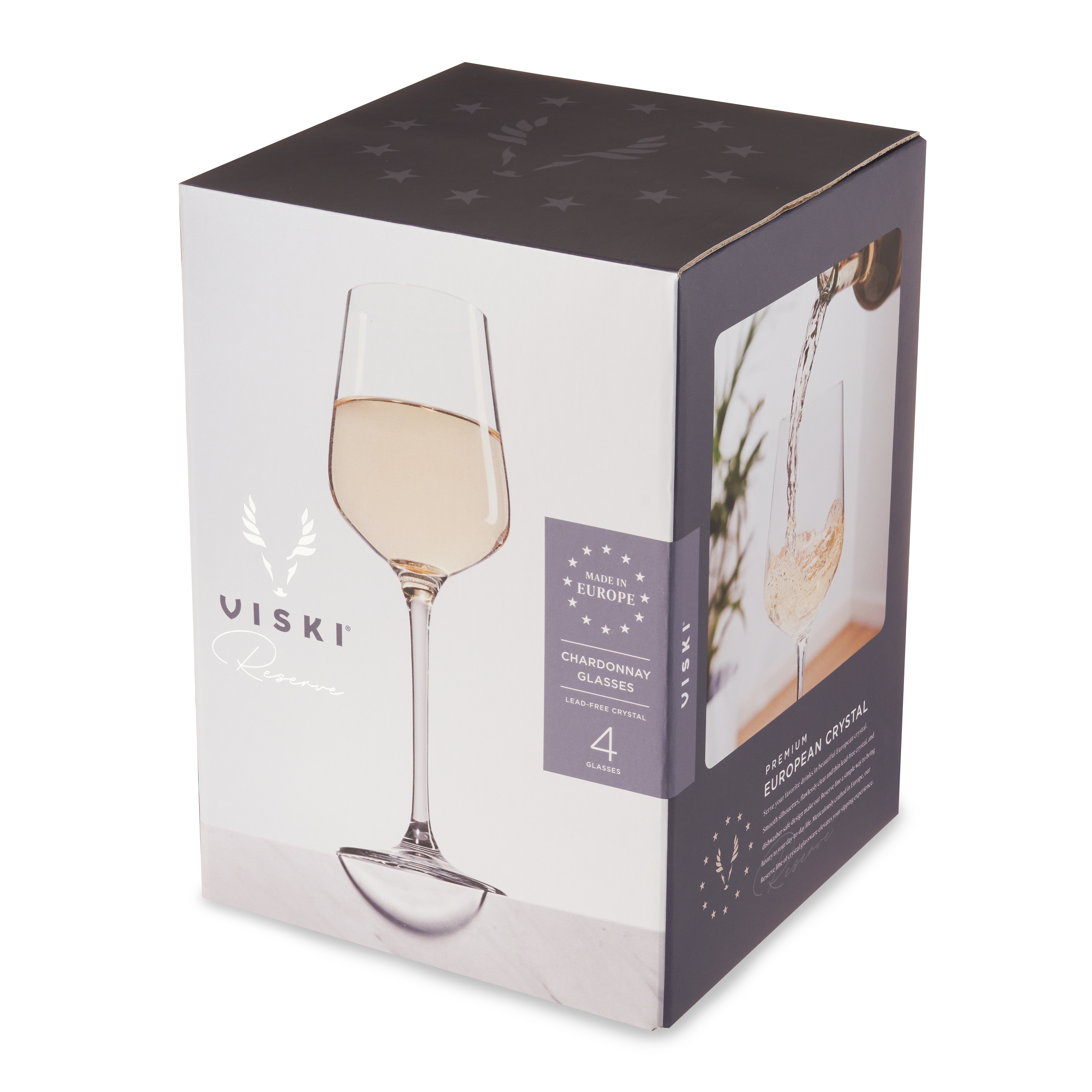 Viski® Reserve Inez Crystal Chardonnay Glass, set of 4 4