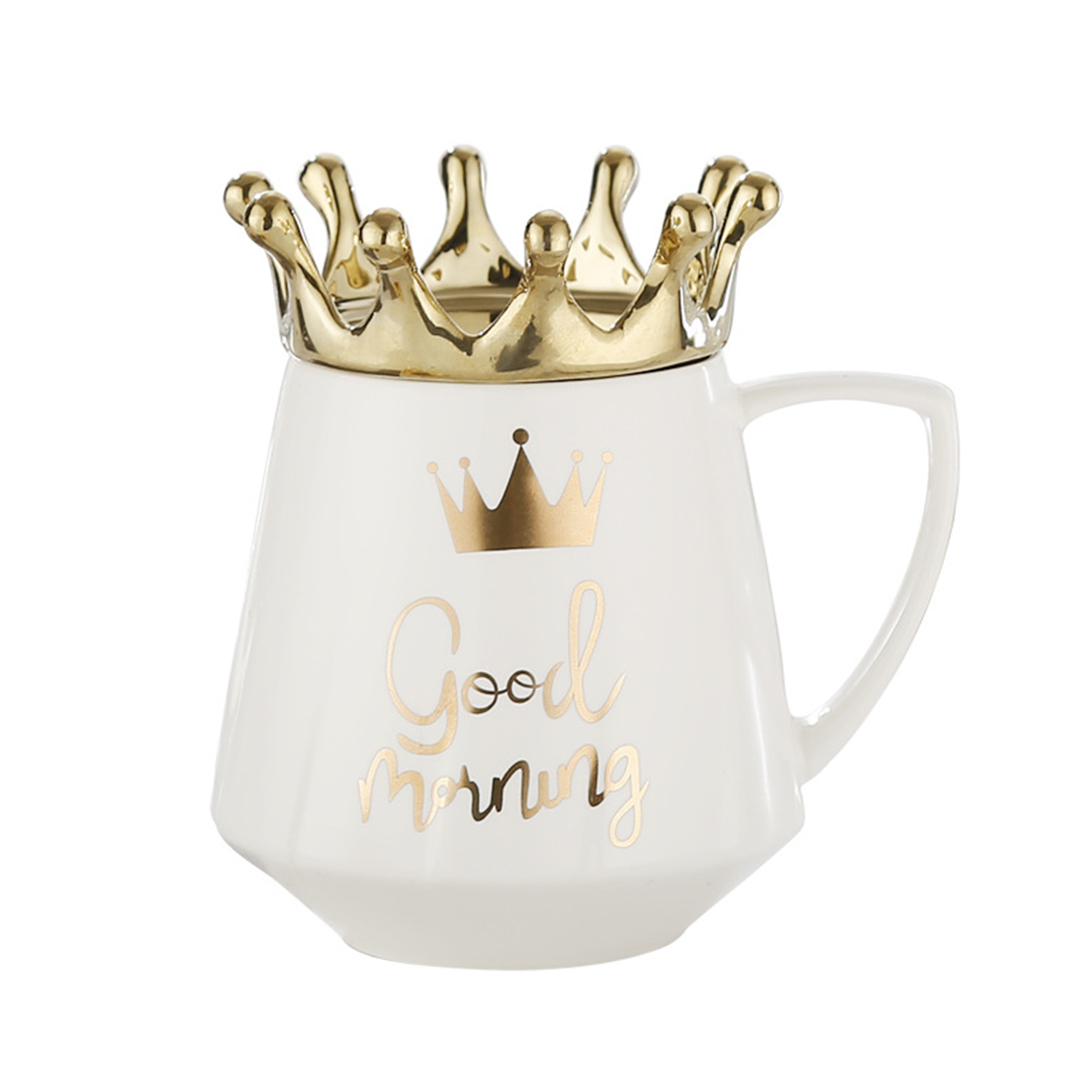 12oz Gold Crown Lid Ceramic Coffee Mug 6