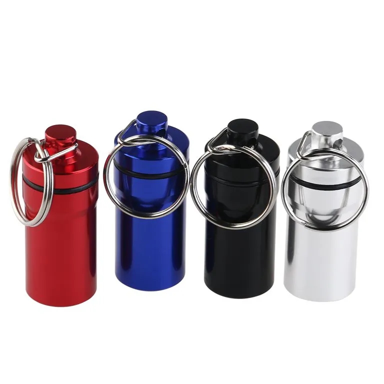 Metallic Aluminum Pill Bottle Keychains 5