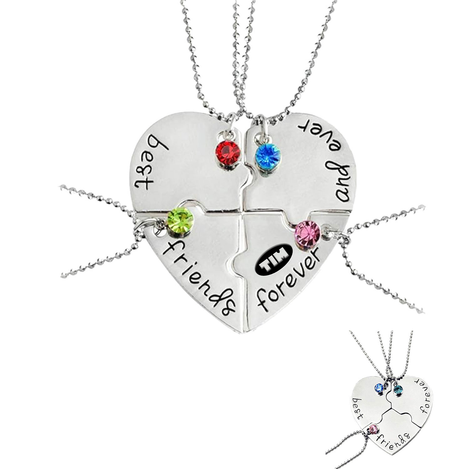 Heart Charm Pendant Set Friendship Necklace 2