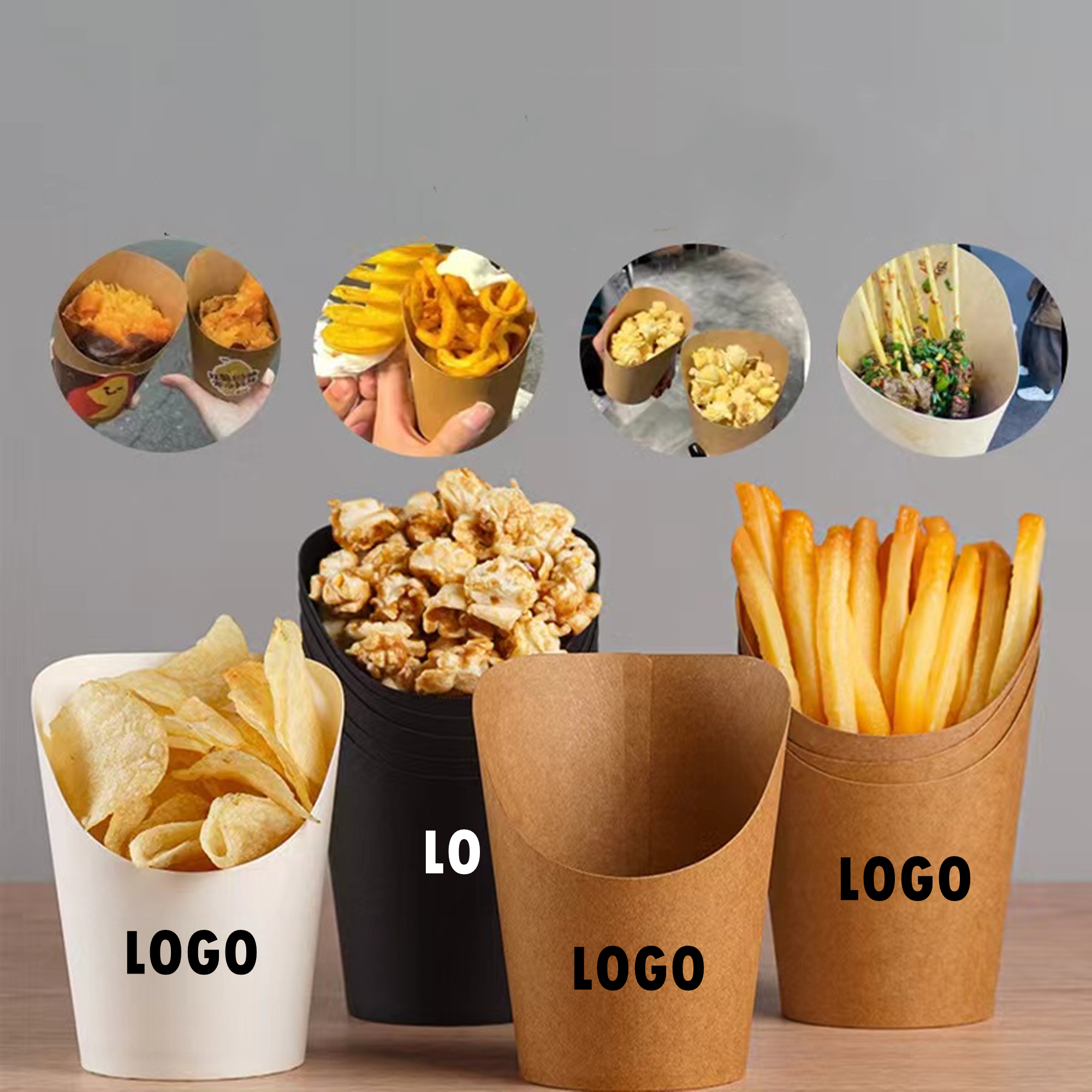 12 oz 100 Pcs Disposable Paper French Fry Cups 2
