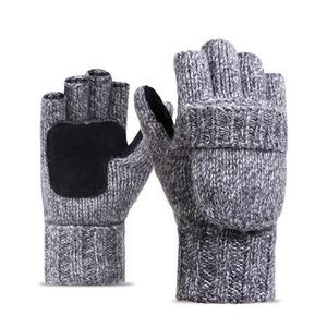 Wool Blend Crochet Convertible Fingerless Gloves with Mitte 8
