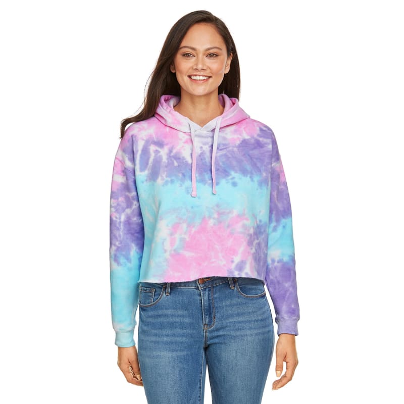 Tie-Dye Ladies' Cropped Hooded Sweatshirt 10