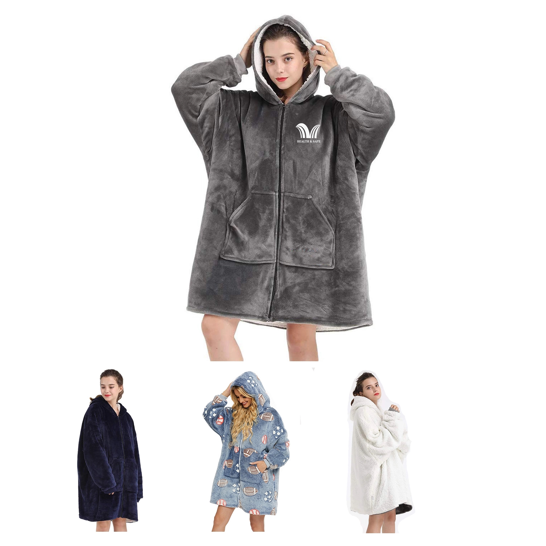 Oversized Microfiber & Sherpa Wearable Blanket 2