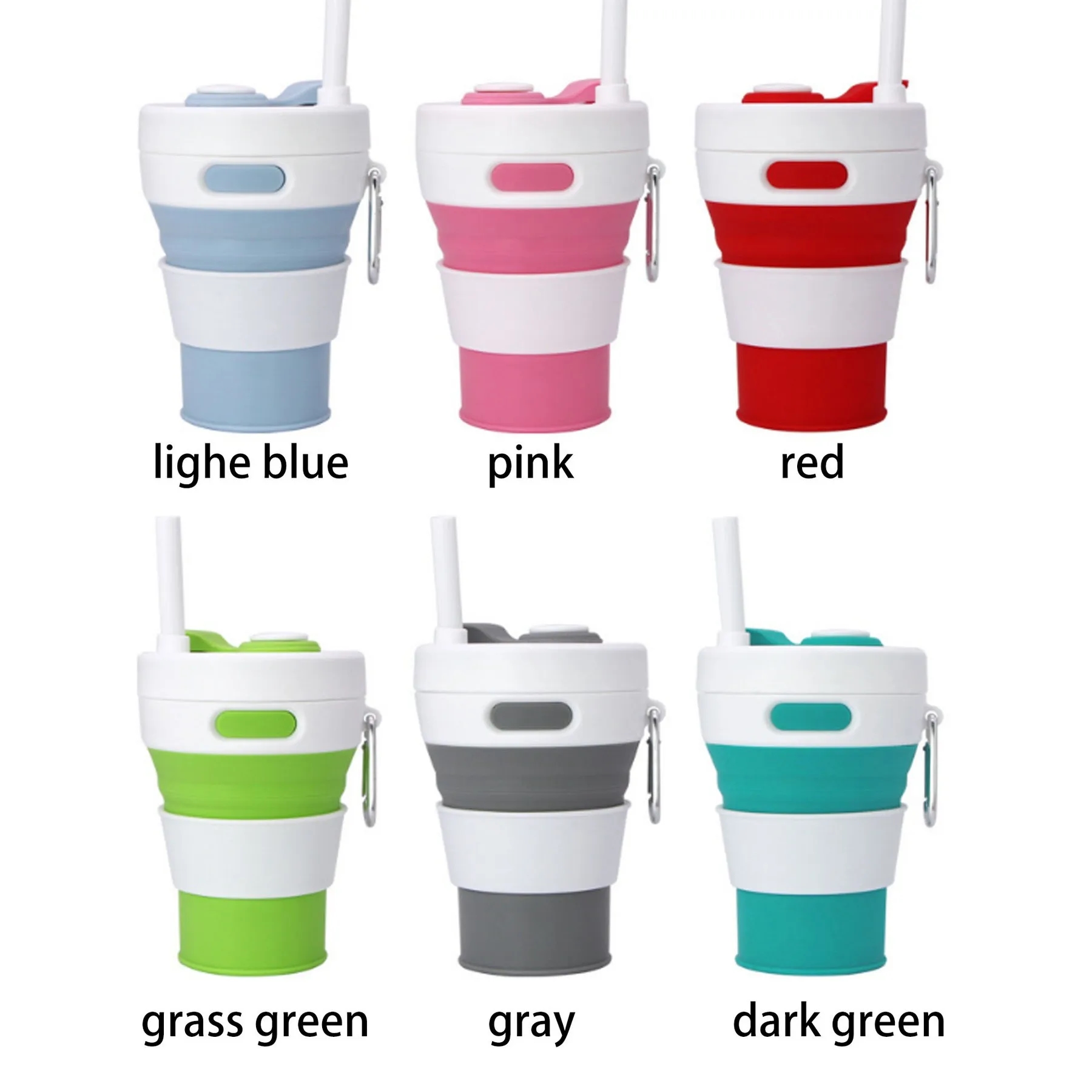 15 Oz. Portable Silicone Foldable Sippy Cup W/Drinking Straw 2